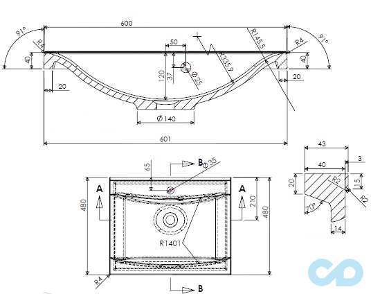 креслення Раковина Fancy Marble Lucia 600