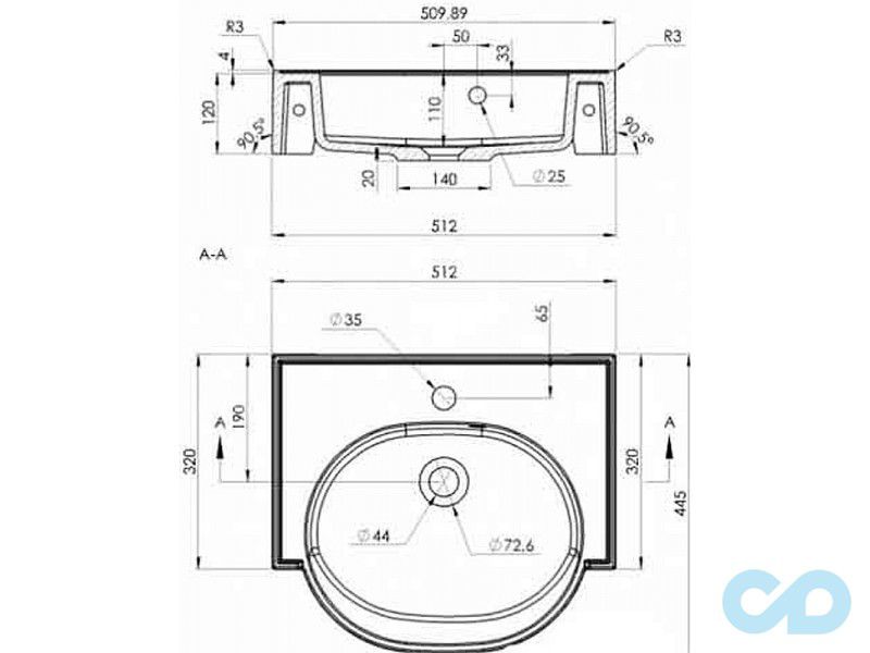 креслення Раковина Fancy Marble Comfort 512 0905101