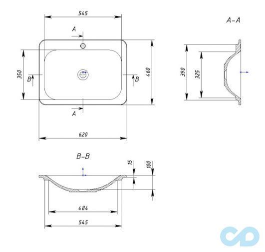 креслення Раковина Fancy Marble California 4406101