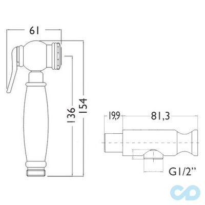 креслення Гігієнічний душ Giulini Shut SH06O