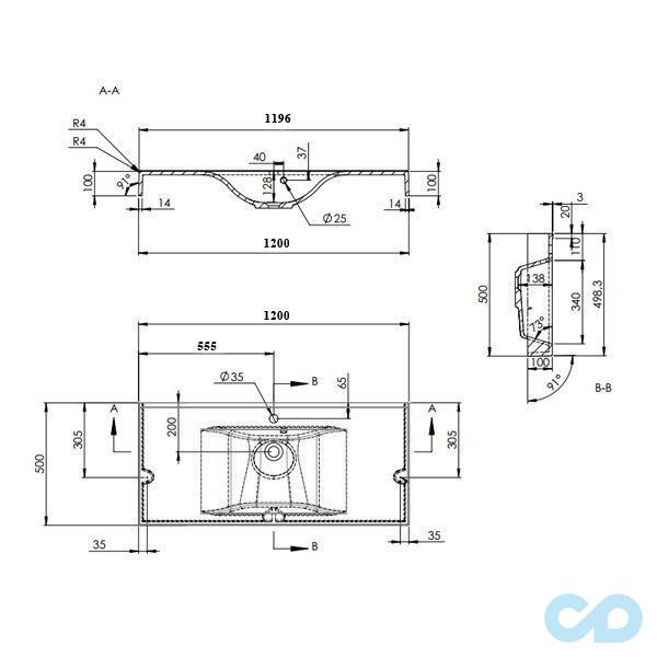 креслення Раковина Fancy Marble Nadja 1200 0212101
