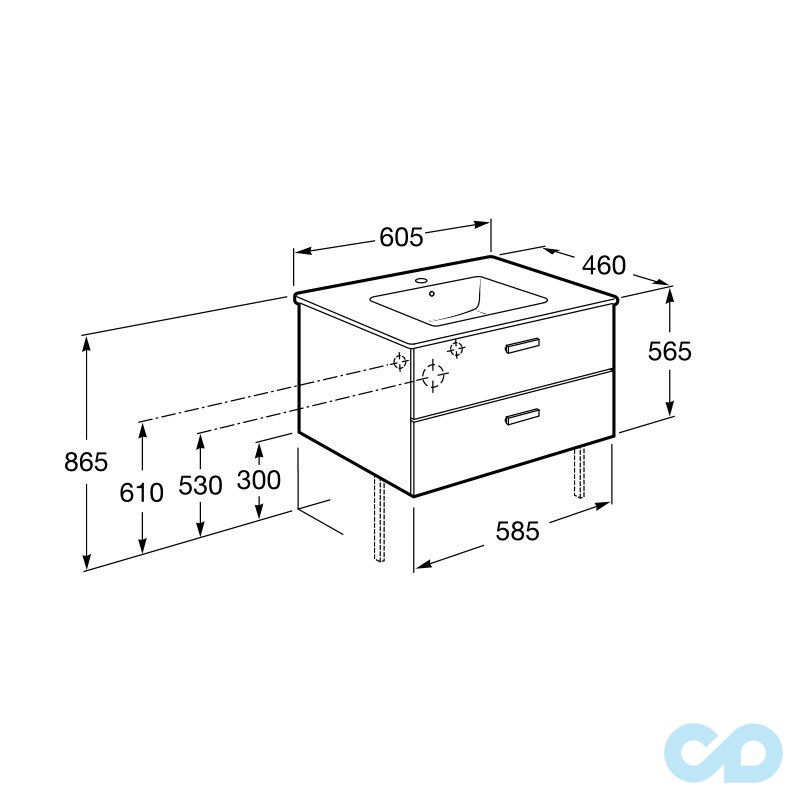 креслення Тумба з умивальником Roca Victoria Basic A855854423