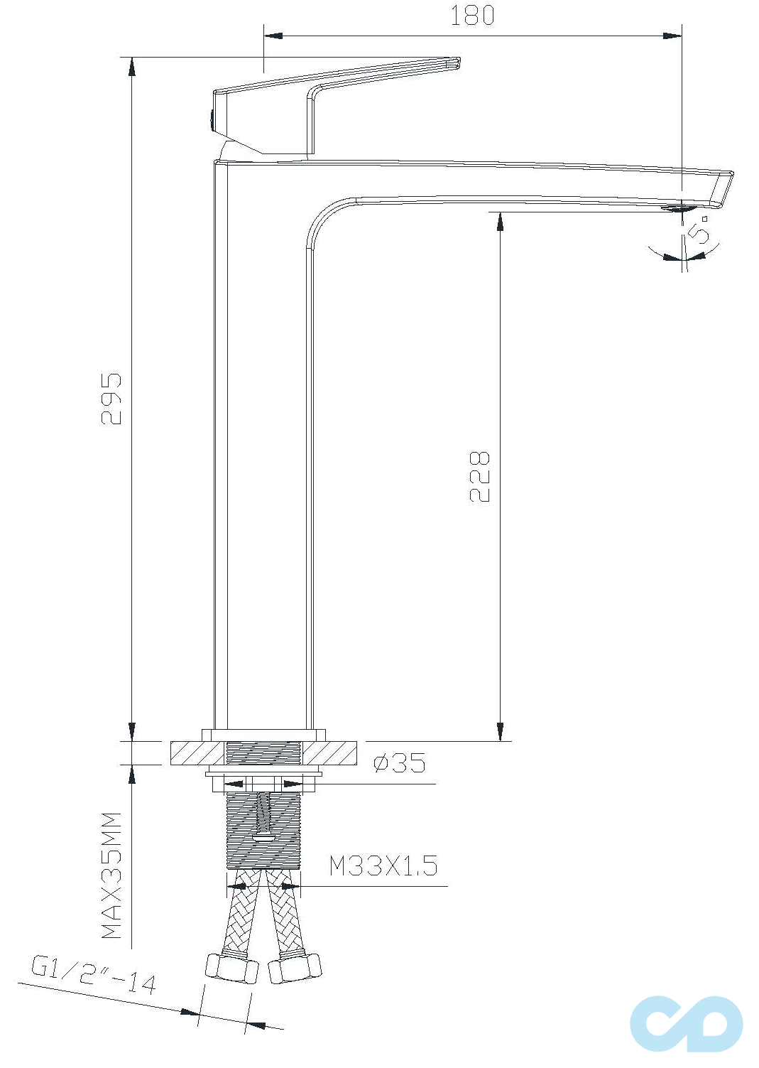 розмір високий змішувач для раковини imprese grafiky zmk041807011