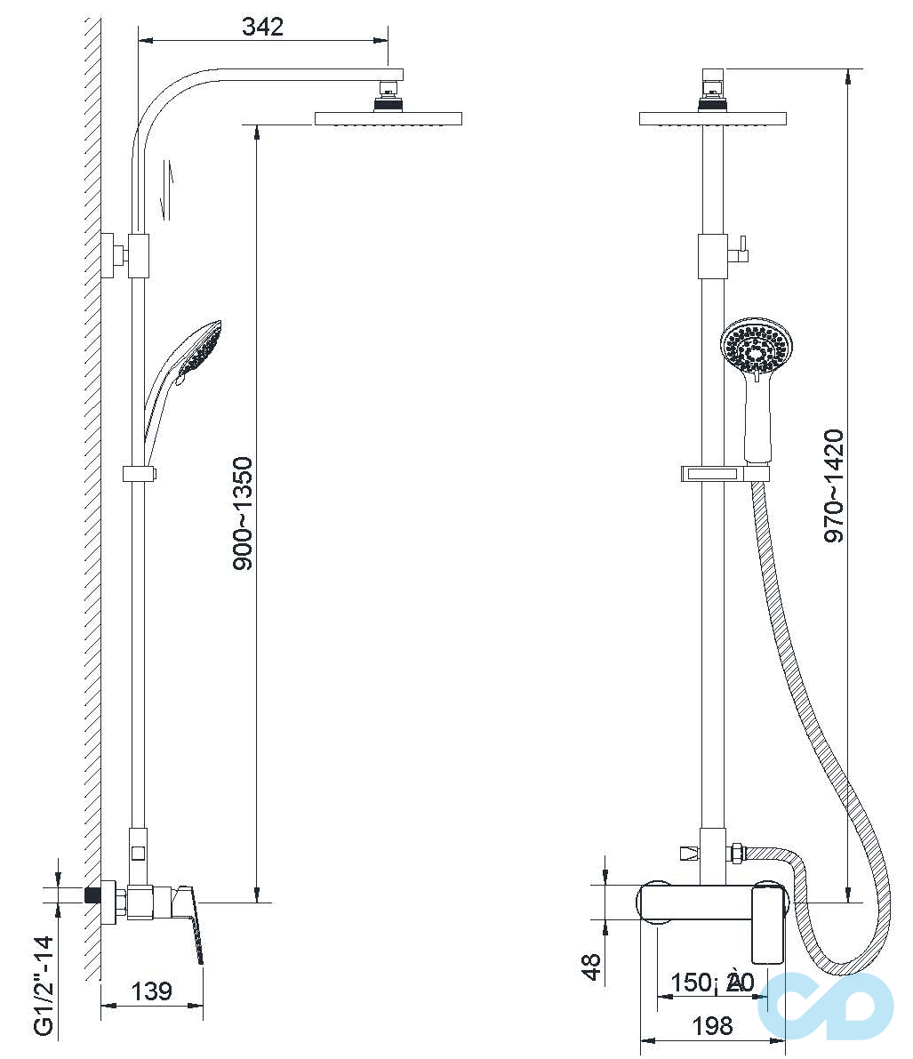 чертеж Душевая система Imprese Grafiky ZMK041807090