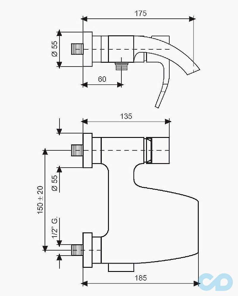 розмір змішувач для ванни emmevi niagara csp74001