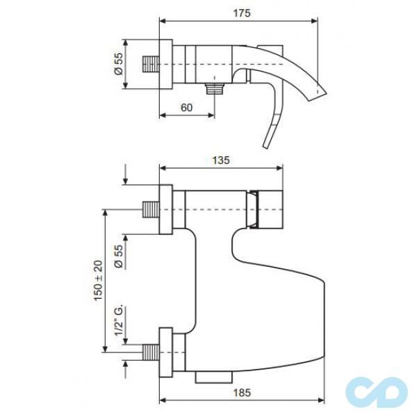 розмір змішувач для ванни emmevi niagara bio 74001