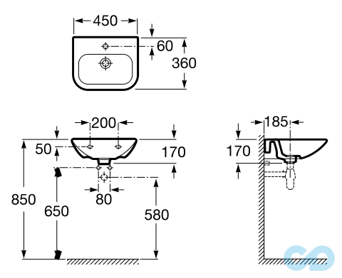 креслення Раковина Roca Nexo A327643000
