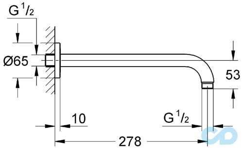 Душова система Grohe SmartControl з душовим гарнітуром хром 34614SC0 технічна схема 2