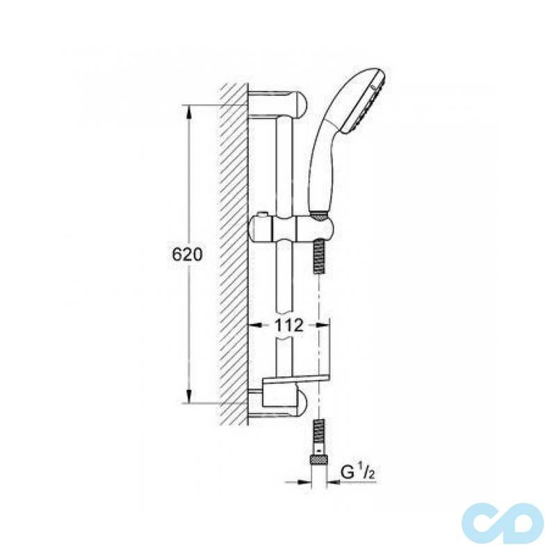 Набір змішувачів для ванни Grohe Eurosmart Cosmopolitan 126111S технічна схема 2
