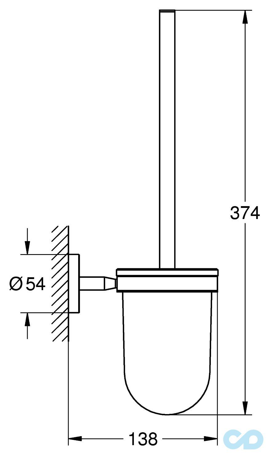 креслення Туалетний йоржик Grohe BauCosmopolitan 40463001