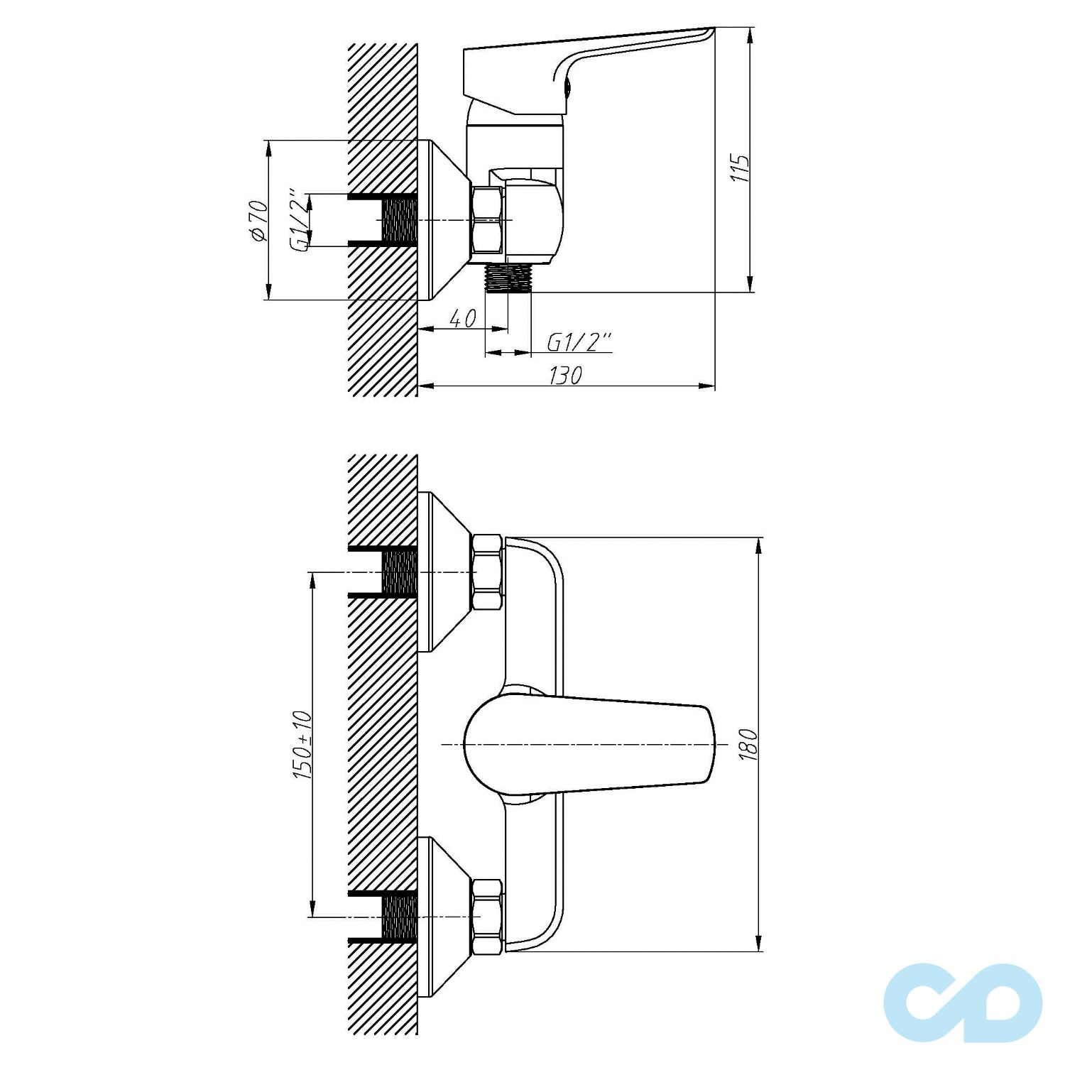 Набір змішувачів Imprese kit21082 технічна схема 2
