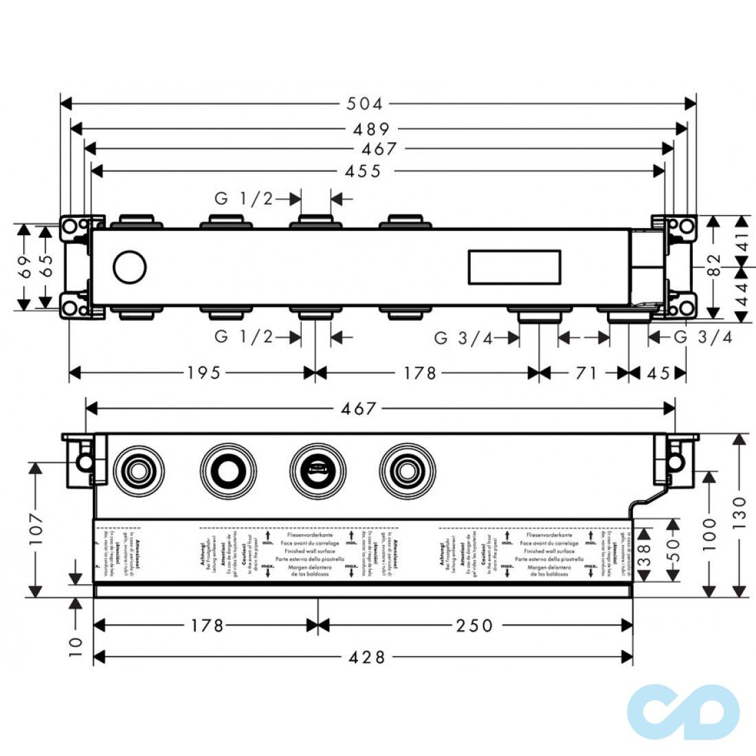 креслення Прихована частина Hansgrohe RainSelect 15310180