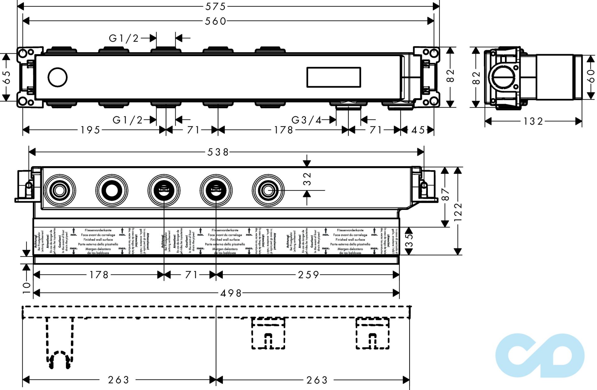 креслення Прихована частина Hansgrohe RainSelect 15311180