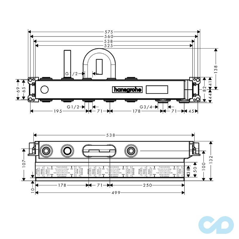креслення Прихована частина Hansgrohe RainSelect 15314180