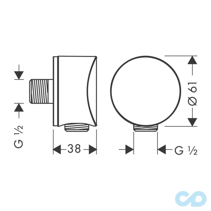 креслення Шланговое під'єднання Hansgrohe Fixfit S 27456000