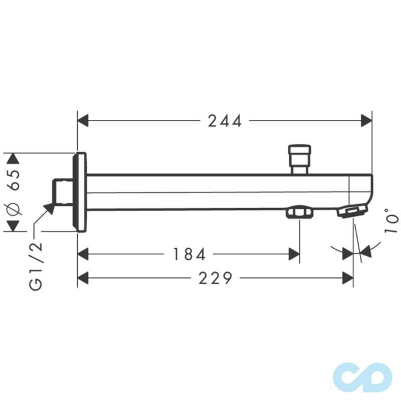чертеж Излив для ванны Hansgrohe Metris S 31416000