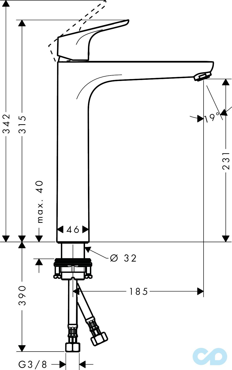 розмір змішувач для раковини hansgrohe focus 31532000