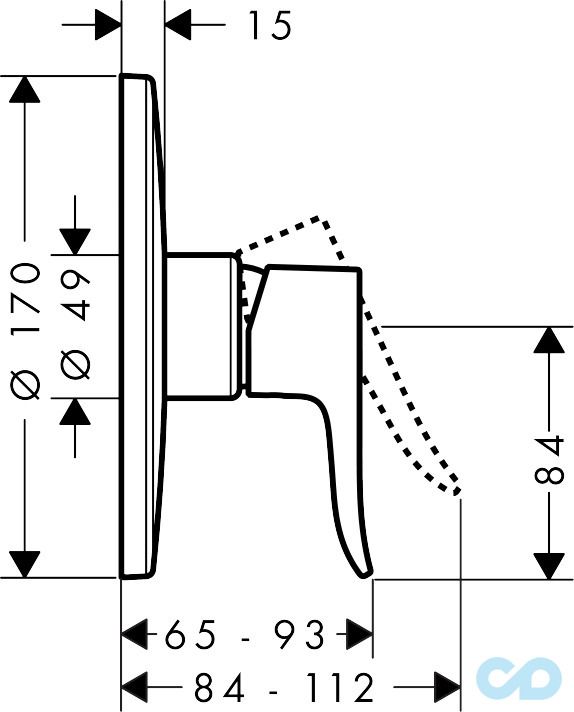 креслення Змішувач для душа Hansgrohe Metris 31652000