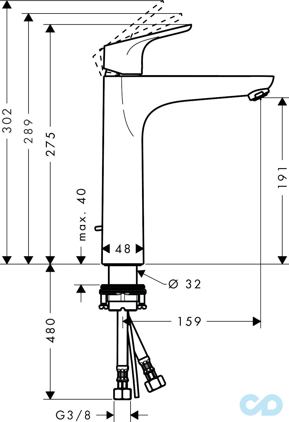 розмір високий змішувач для раковини hansgrohe focus 31658000