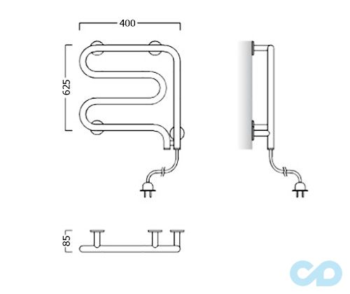 чертеж Полотенцесушитель Instal Projekt Spina Electro, хром SPIE-40/60C01