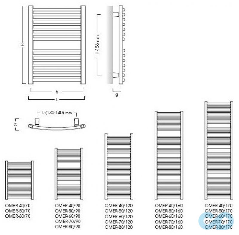 креслення Полотенцесушитель Instal Projekt Omega R Electro OMERE-50/120C01