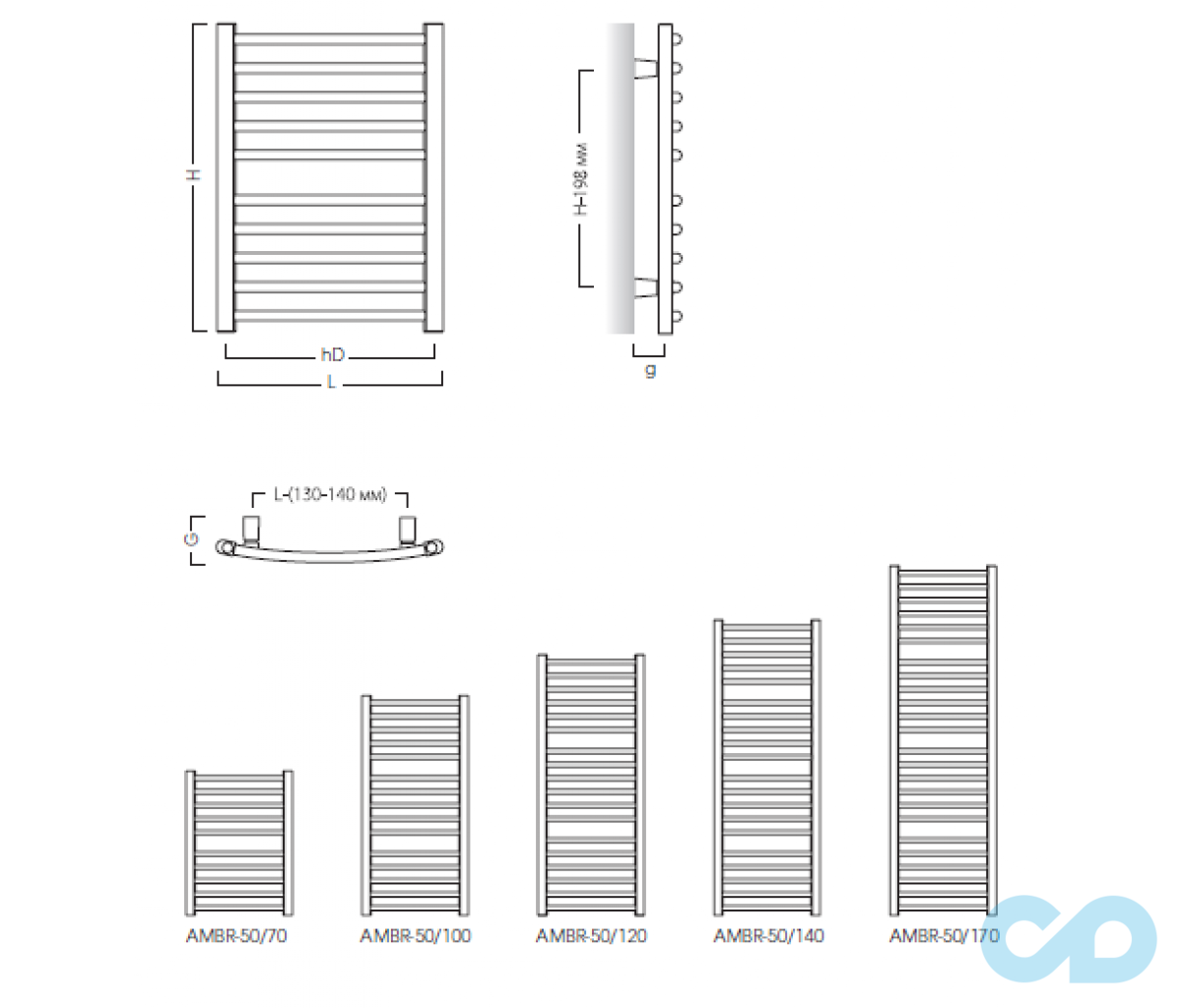 креслення для рушників водяна Instal Projekt Ambra SAT-50/70 + EGB-03C1