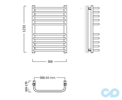 чертеж Полотенцесушитель водяной Instal Projekt LUN-50/120+EGB-06C1