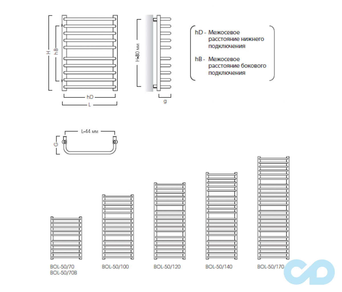 креслення для рушників водяна Instal Projekt Bolero, білий BOL-50/100M
