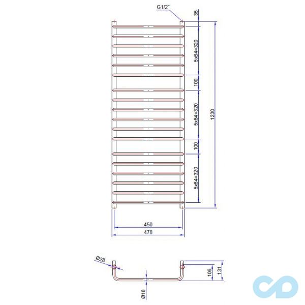 креслення для рушників водяна Instal Projekt Bolero, білий BOL-50/120M