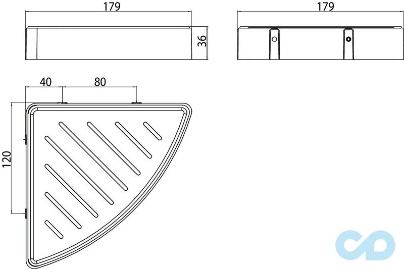 креслення Кутова поличка для ванни Emco Loft Black 0545 133 03