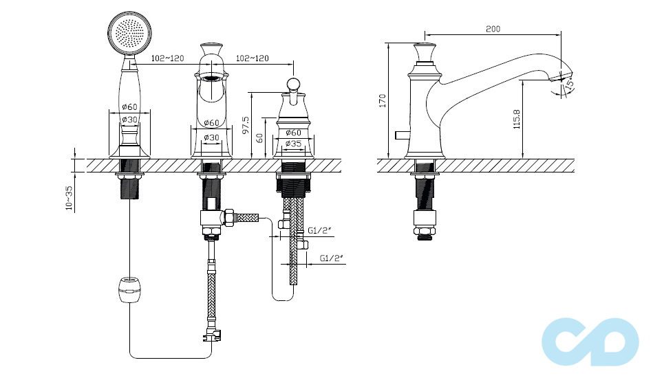 розмір змішувач для ванни imprese podzima zmk01170105