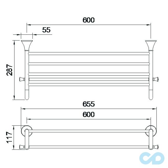 креслення Полка з полотенцедержателем Imprese Podzima Zrala ZMK01170129