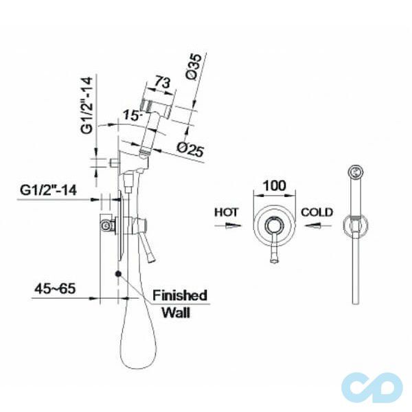 креслення Набір гігієнічного душа Imprese Podzima Ledove ZMK01170112
