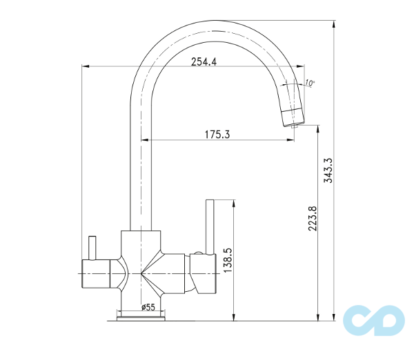 креслення Кухонний змішувач з системою зворотного осмосу Imprese Daicy-U 55009-U + FMV3ECOSTD