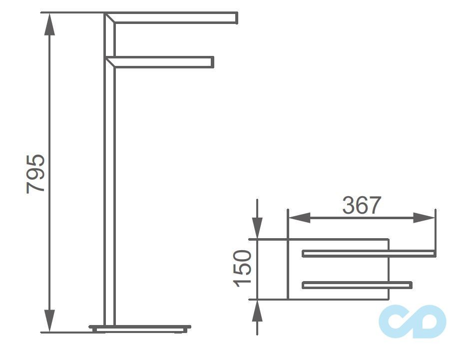 креслення Полотенцедержатель підлоговий Volle 20-10-001