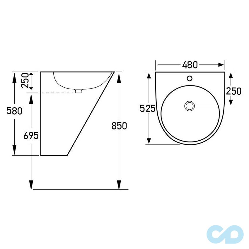 креслення Раковина Volle Olivia 13-45-151