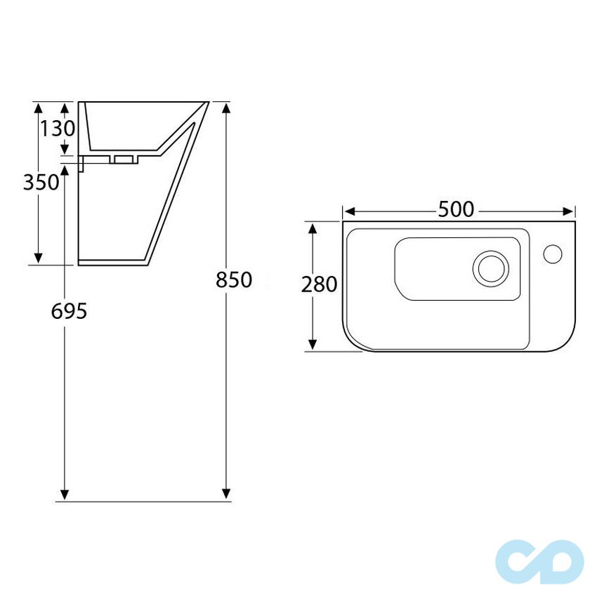чертеж Раковина Volle 13-88-601black
