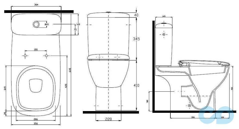 креслення Унітаз-компакт Kolo Style L29001900
