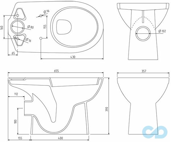креслення Унітаз-компакт Nova Pro M39020000