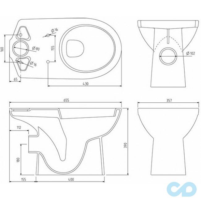 технічна схема Унітаз-компакт Kolo Nova Pro M39039000