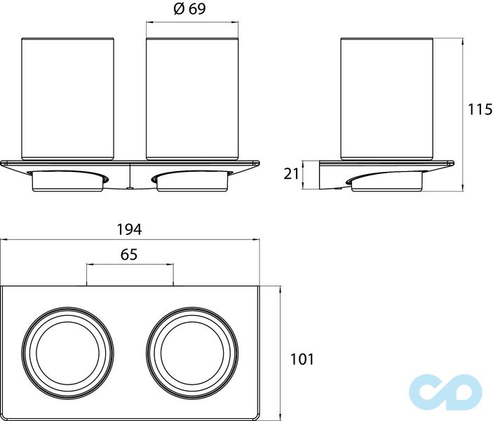 креслення Подвійний стакан для зубних щіток Emco Art 1625 001 00