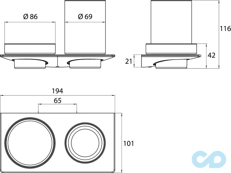 креслення Мильниця і стакан для зубних щіток Emco Art 1633 001 00
