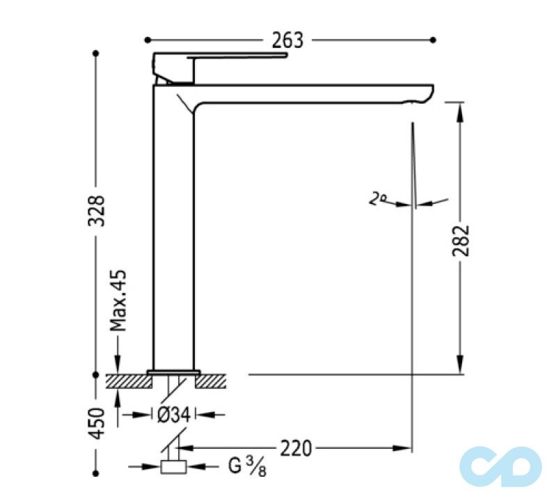 креслення Змішувач для раковини Tres Loft 20020305