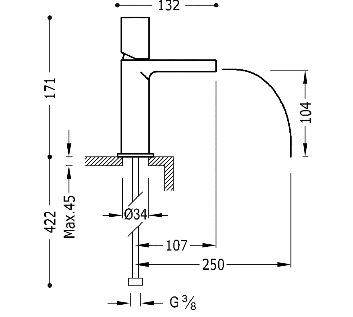 креслення Змішувач для раковини Tres Loft 20011002VED