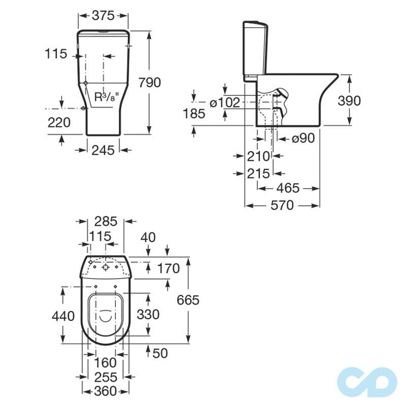 креслення Унітаз-компакт Roca Nexo A34964000W