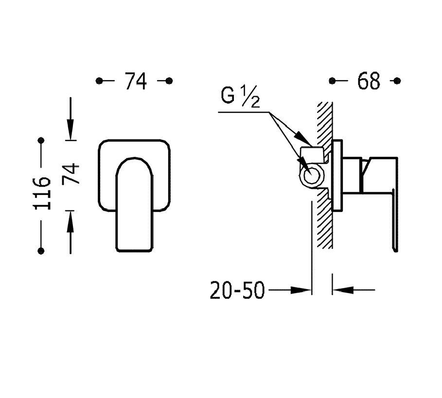 креслення Змішувач для душа Tres Loft 20017701