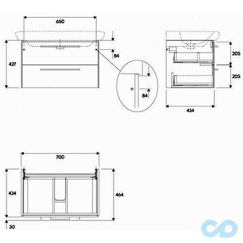 технічна схема Комплект меблів Kolo Life 8946800S white