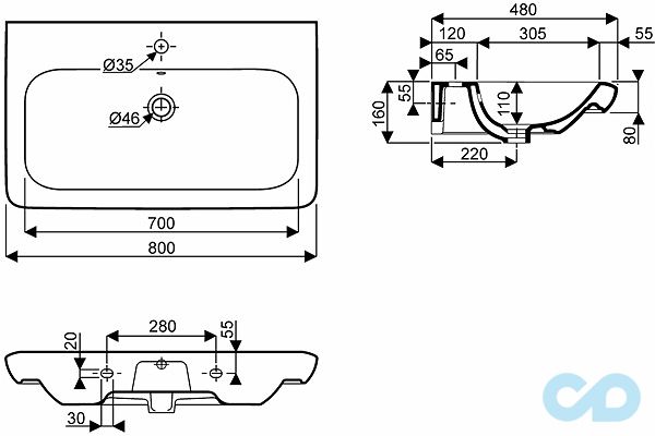 креслення Комплект меблів Kolo Life 8946800S white