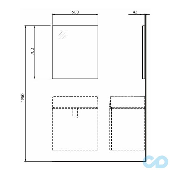 креслення Комплект меблів Kolo Twins 8949200S white