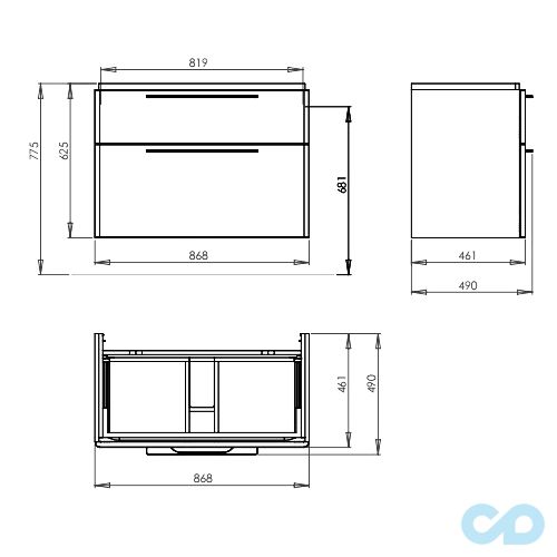 технічна схема Комплект меблів Kolo Traffic 8943800S c led підсвічуванням